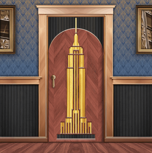 Empire State Building Door | Furniture by Blue Bliss. Item made of wood works with eclectic & maximalism & art deco style