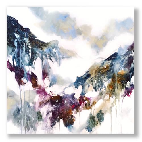"Mountains are made of cloud" and "Fragments of time" Paintings | Oil And Acrylic Painting in Paintings by Cristina Dalla Valentina. Item made of canvas with synthetic