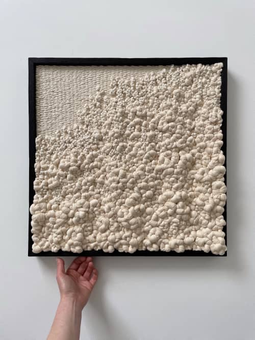 Woven wall art frame (Foam 004) | Tapestry in Wall Hangings by Elle Collins. Item composed of oak wood & cotton compatible with minimalism and mid century modern style