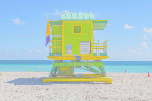 6th Street-Miami Lifeguard Chair (Pink) | Photography by Richard Silver Photo. Item made of paper works with contemporary & coastal style