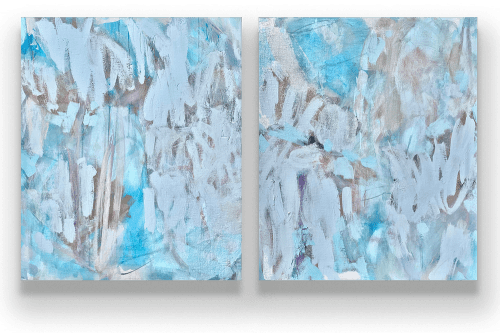 PLOT TWIST (diptych) original painting | Oil And Acrylic Painting in Paintings by Stacey Warnix Studio