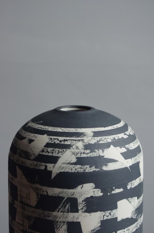 Striped Acorn Vase | Vases & Vessels by Studiolo Artale. Item made of stoneware