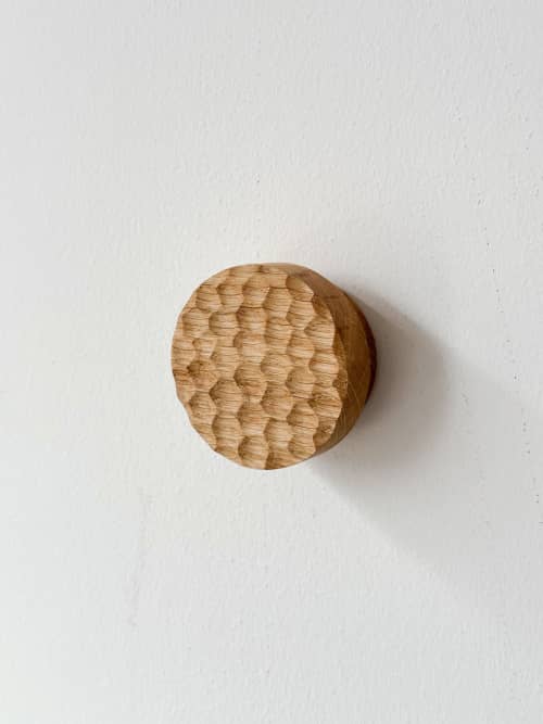Hand Carved Oak Wall Hook | Hardware by Ana Salazar Atelier. Item made of oak wood works with minimalism & contemporary style
