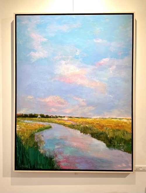 San Souci | Oil And Acrylic Painting in Paintings by Julia Lawing Fine Art | Goodyear Cottage in Jekyll Island. Item made of canvas with synthetic works with coastal style