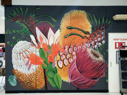 Native Flowers | Murals by Susan Respinger | Woodvale Boulevard Shopping Centre in Woodvale. Item made of synthetic