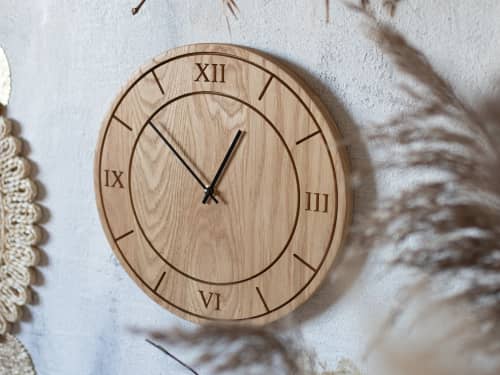 Oak Wood Wall Clock AUGUSTS | Decorative Objects by DABA. Item made of oak wood works with minimalism & contemporary style