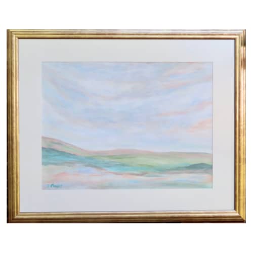 Serene Landscape, 27 x 33, Abstract Landscape on Paper | Oil And Acrylic Painting in Paintings by Jeanne Player Fine Art. Item made of canvas works with contemporary & country & farmhouse style