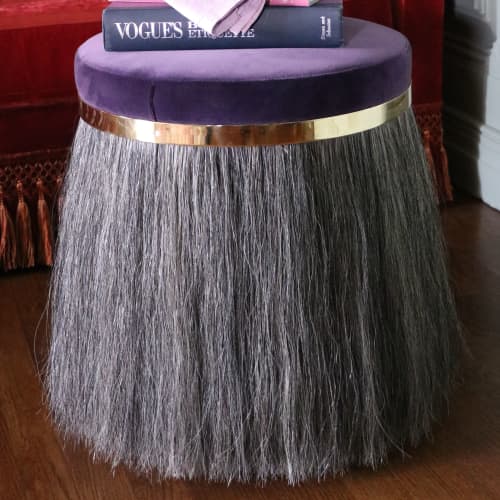 "Thing" Stool | Chairs by Jonathan Rachman Design | SF Decorator Showcase 2019 in San Francisco. Item composed of fabric & brass