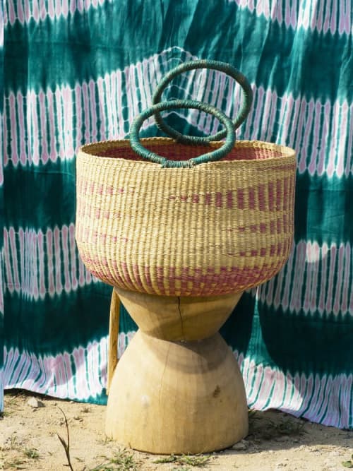 Zig Zag Bowl Basket | Storage Basket in Storage by AKETEKETE. Item composed of fiber in boho or minimalism style