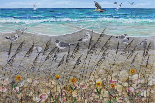 By the sea, by the sea | Oil And Acrylic Painting in Paintings by Trena McNabb. Item made of canvas