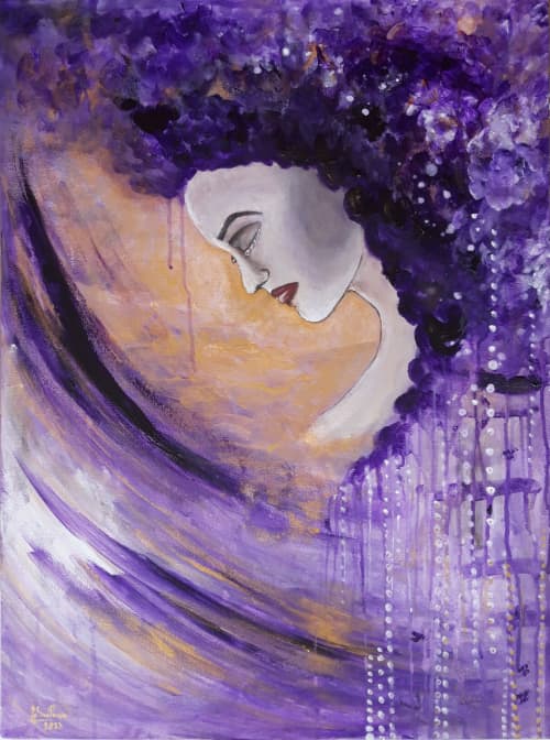 El aire que me fascina | Oil And Acrylic Painting in Paintings by Elena Parau. Item composed of canvas in contemporary or country & farmhouse style