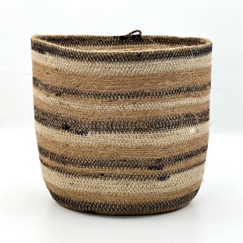 Black and White Jute Basket | Planter in Vases & Vessels by MOkun. Item made of cotton with fiber works with rustic style