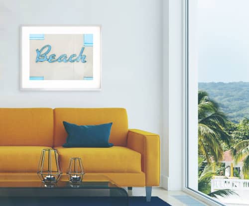 Vintage Neon Beach Sign Photograph | Photography by Capricorn Press. Item made of paper compatible with coastal style