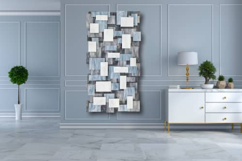 "Glacial" Glass and Metal Wall Art Sculpture | Wall Sculpture in Wall Hangings by Karo Studios. Item composed of metal and glass