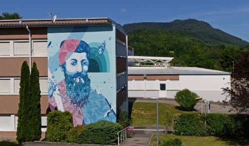 COSMOGRAPHIAE INTRODUCTIO | Street Murals by Russ | College Vautrin Lud in Saint-Dié-des-Vosges. Item made of synthetic