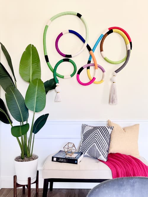 Loops of colors | Fiber art sculpture | Wall Sculpture in Wall Hangings by HILO Fiber Art. Item composed of cotton and fiber