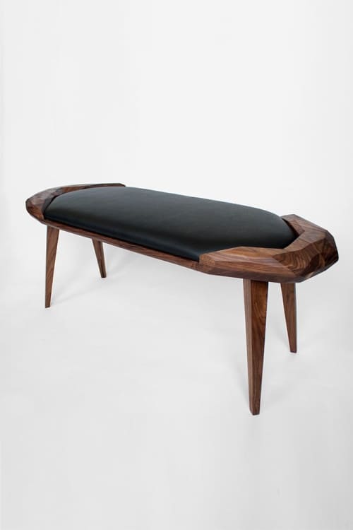 Géo | Ottoman in Benches & Ottomans by Nadine Hajjar Studio. Item made of walnut compatible with minimalism and contemporary style