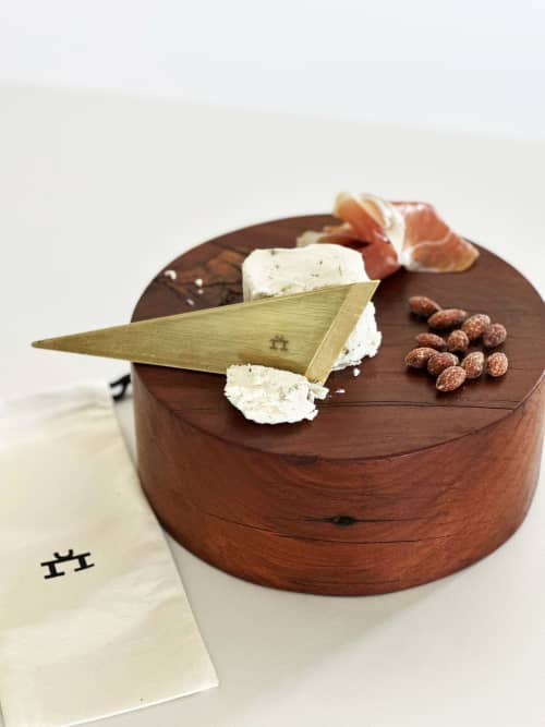 AM - Brass Cheese Knife Perfect Gourmet Gift Artisan Cutlery | Lounge Chair in Chairs by HERBEH WOOD. Item composed of brass in contemporary style
