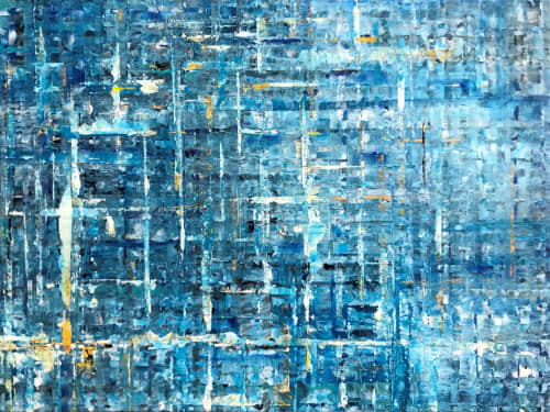Blue Water | Oil And Acrylic Painting in Paintings by KARDIMAGO. Item made of canvas with synthetic