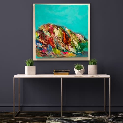 Small Turquoise Abstract Painting | Mixed Media by Elyse Martin Large Abstract Paintings. Item composed of canvas and synthetic