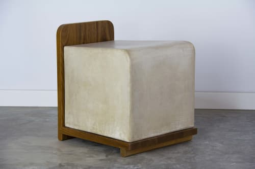 Hempcrete Chair in honed gray plaster and toasted ash | Accent Chair in Chairs by LIRIO Design House. Item composed of wood & cement compatible with minimalism and mid century modern style