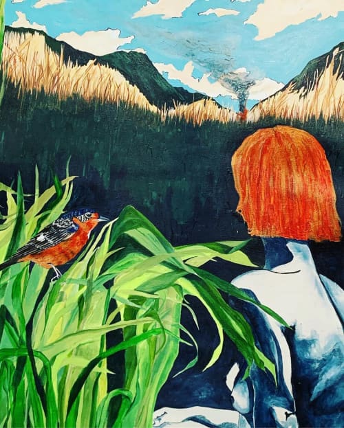 Painting by Cara Jane Murray at Old Harbor Books, Sitka Wescover