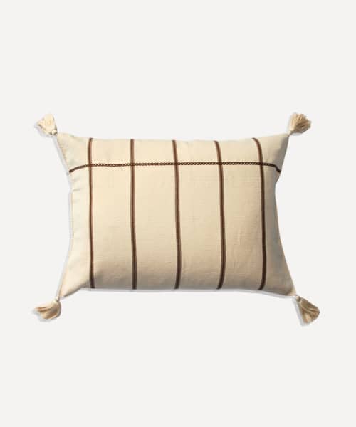 Rayas Stripe Zinacantán Cushion (Neutral) | Pillows by Routes Interiors. Item made of cotton compatible with boho and minimalism style