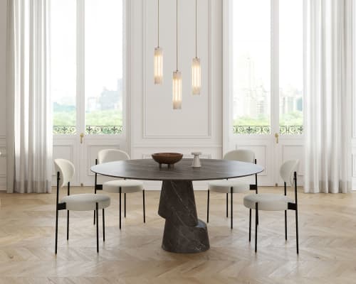 Slice Sculptural Marble Table | Dining Table in Tables by ETAMORPH. Item composed of marble