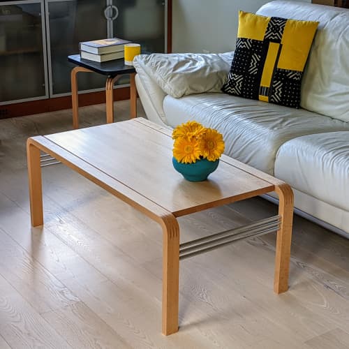 CURVEiture Wood Coffee Table II | Tables by Carol Jackson Furniture. Item composed of wood and aluminum in minimalism or contemporary style
