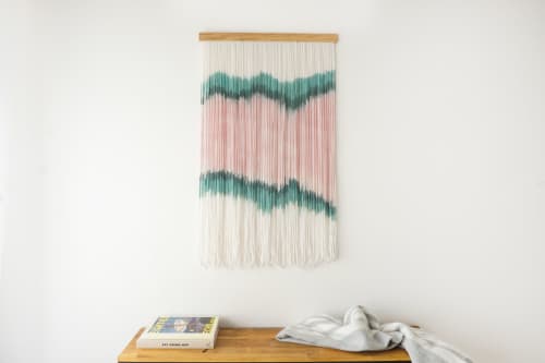 Hand dyed wall hanging | Wall Hangings by WOOL + ROPE. Item composed of oak wood & wool