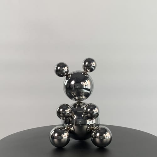 Small Stainless Steel Bear 'Sandy' | Sculptures by IRENA TONE. Item composed of steel in minimalism or art deco style