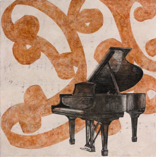 Piano | Oil And Acrylic Painting in Paintings by Paul Flippen | The Elizabeth Hotel, Autograph Collection in Fort Collins. Item composed of paper & synthetic