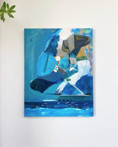 Waiting | Mixed Media by Dyanna Dimick (DYD ART). Item made of canvas works with contemporary & coastal style