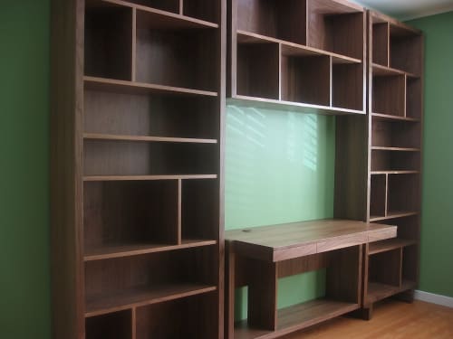 Custom JLD Bookcase with built-in Desk | Book Case in Storage by Jason Lees Design. Item made of wood