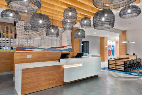 Large Custom Color Macra-weave Wall Hanging | Macrame Wall Hanging in Wall Hangings by MossHound Designs | Hyatt House Tampa Airport / Westshore in Tampa. Item composed of cotton and fiber in boho or contemporary style