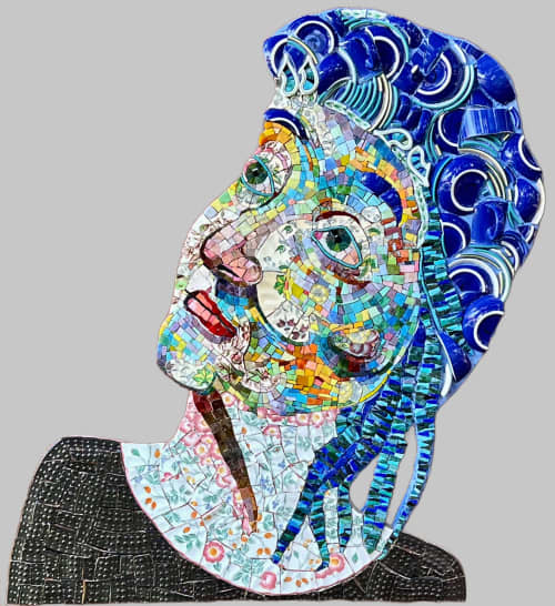 Star Gazer | Wall Sculpture in Wall Hangings by Gila Mosaics Studio. Item made of ceramic & glass compatible with boho and mid century modern style