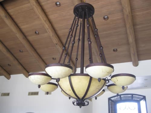 Custom synthetic alabaster Chandelier by Prestige Chandelier | Chandeliers by Custom Lighting by Prestige Chandelier. Item composed of metal & synthetic