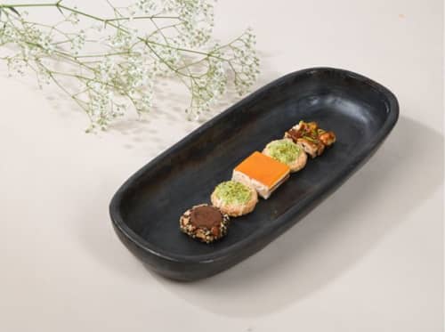 Longpi Pottery Rectangle Platter - Long | Bowl in Dinnerware by ARTISAGA PRIVATE LIMITED. Item composed of stone compatible with contemporary and modern style
