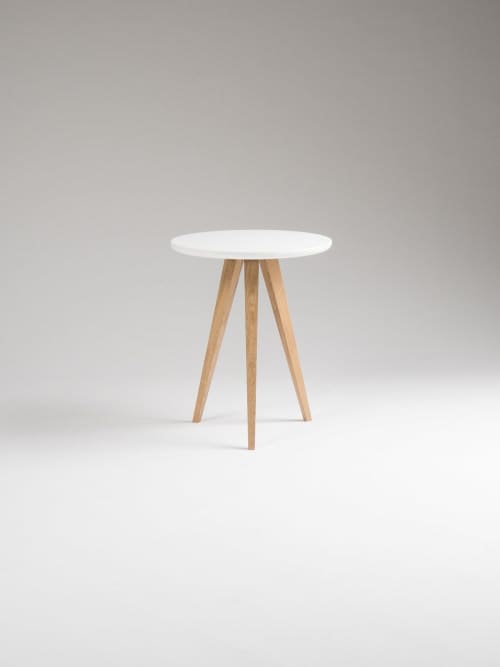 Round white nightstand, small accent table, side table | Tables by Mo Woodwork | Stalowa Wola in Stalowa Wola
