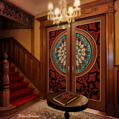 Mandala Double Doors | Furniture by Blue Bliss. Item made of wood with fabric works with eclectic & maximalism style