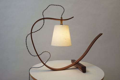 Bent Table Lamp Walnut with Walnut Base | Lamps by Geoff McKonly Furniture. Item composed of walnut compatible with mid century modern and contemporary style