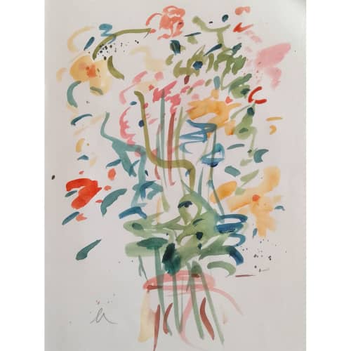 Abstract f- 4 | Watercolor Painting in Paintings by Arttake. Item composed of paper in art deco style