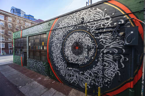 Elevate This Sound | Exterior Mural Installation | Street Murals by Leo Shallat | The Crocodile in Seattle. Item composed of synthetic
