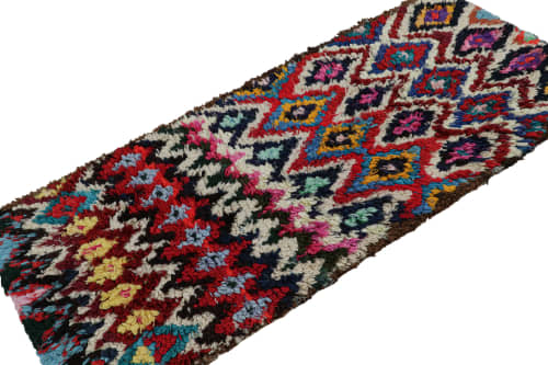 1950s Azilal Moroccan Runner with Polychromatic Patterns | Area Rug in Rugs by Rug and Kilim