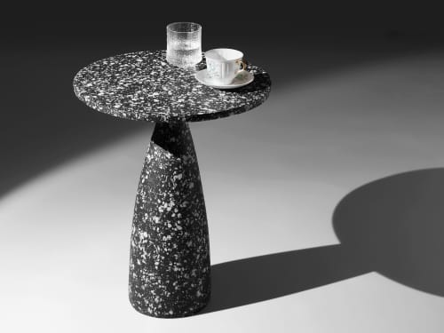 Black side table | Tables by Donatas Žukauskas. Item composed of cement and paper in minimalism or contemporary style
