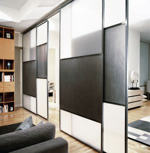 Custom Sliding Panels and Doors | Furniture by Michael Daniel Metal Design. Item composed of metal and glass
