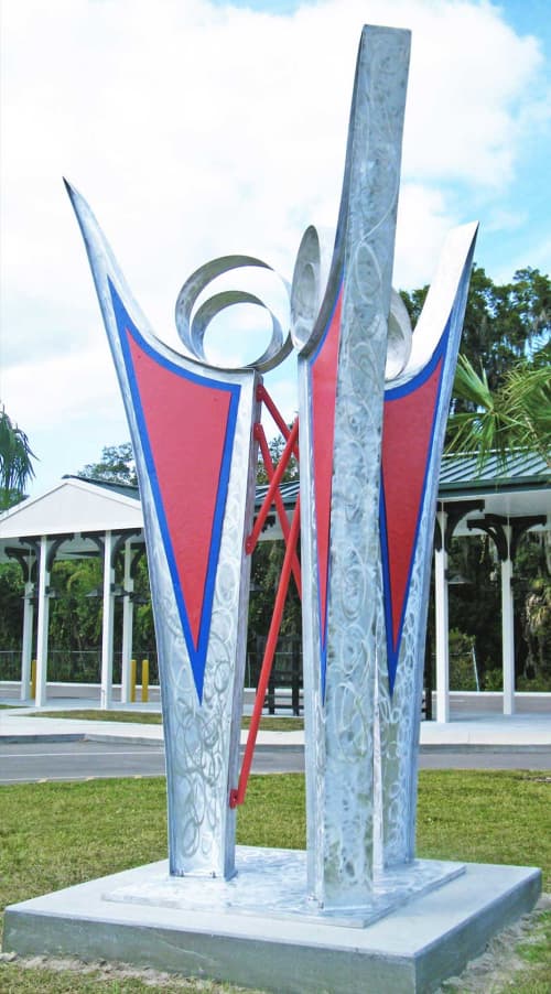 Blooming | Public Sculptures by Gus Lina Art. Item composed of aluminum