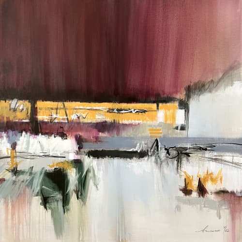 That Bottle of Red | Oil And Acrylic Painting in Paintings by Ana Carolina Mönnaco. Item made of canvas with synthetic works with contemporary & industrial style