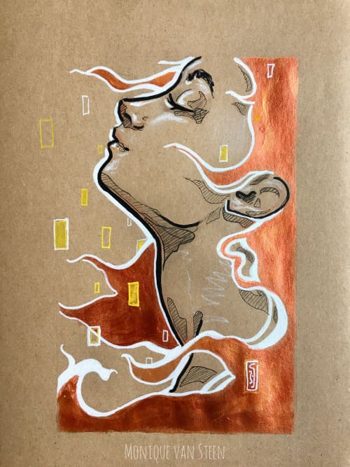 Empowering women through surrealist pop art: Redhead (nr1) | Oil And Acrylic Painting in Paintings by Monique van Steen. Item composed of canvas in boho or mediterranean style