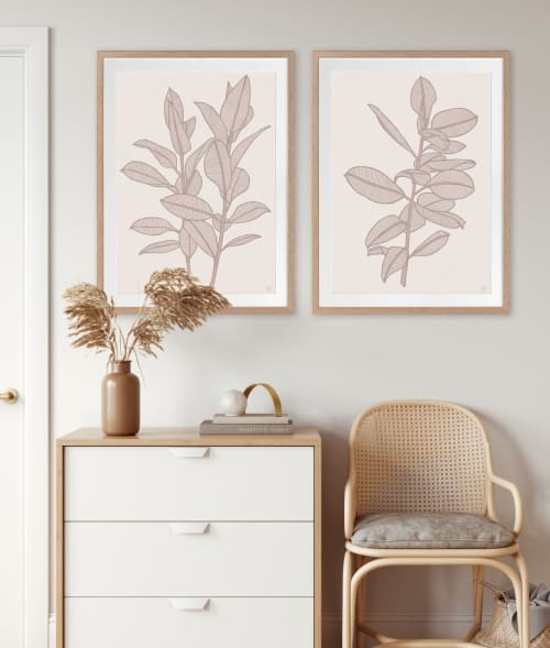 Rubbery Leaf - 1 & 2 - Stone - Framed Art | Prints by Patricia Braune. Item composed of paper